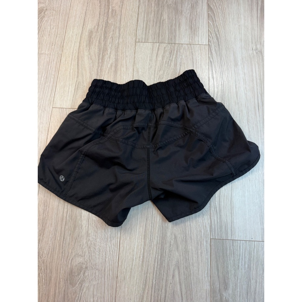 Lululemon Tracker Short V Black Smocked Waist Running Athletic Shorts Size 4 - Picture 4 of 7